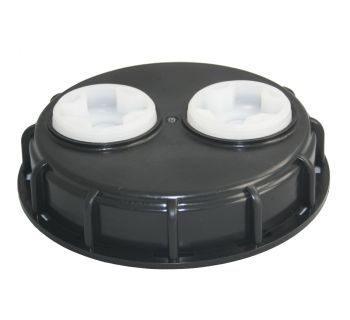 150mm Solid Poly Lid With 2 Ports  LID_05 - Tank Management