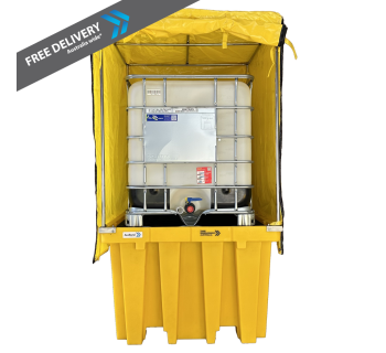 AusBund™ Single IBC Spill Containment Bund with Cover and Frame  BUND_POLYAB01C - Tank Management