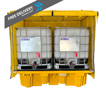 AusBund™ Double IBC Spill Containment Bund with Cover and Frame  BUND_POLYAB02C - Tank Management